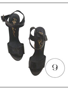 Alice + Olivia Black Textured Open-Toe Ankle-Strap Heels